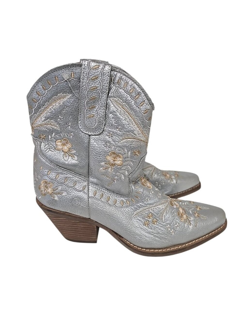 Dingo Women's Primrose Snip Toe Western Ankle Boots DI748 Silver-Floral Size 7M - Picture 2 of 7